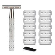 Rose Gold Razor,Classic Double Edge Safety Razor for Mens Shaving&Womens Hair Removal,10 Shaving Blades,Manual Shaver