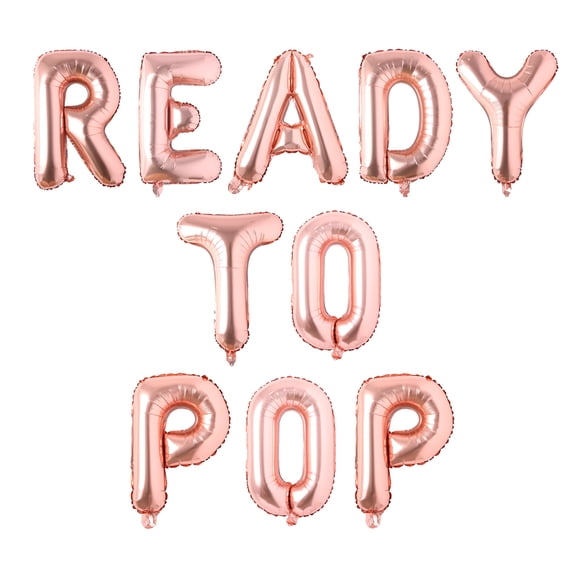 Rose Gold Ready to Pop Foil Balloons Baby Shower Decoration, 16inch Ready to Pop Banner for Popcorn Pregnancy Announcement Baby Shower Gender Reveal Party Supplies Ready to Pop Party Supplies