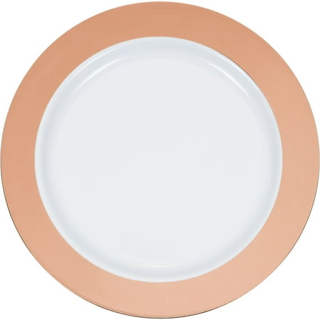 Creative Converting Rose Gold Rim Circular 7" Plastic Party Plates (30 Count)