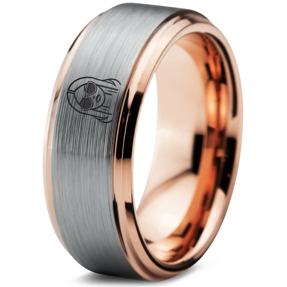 Rose Gold Rings Graduation Gamer Tungsten Mens Wedding Bands Wife Gift ...
