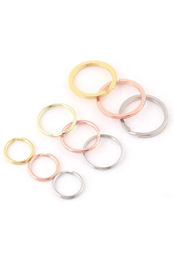 Rose Gold Round Split Key Rings Key Chain Charm Clasp Supplies,Jump O Rings Loop Metal Key Ring Pendant,Leather Craft Key Fob Hardware (Silver 20mm 30pcs)