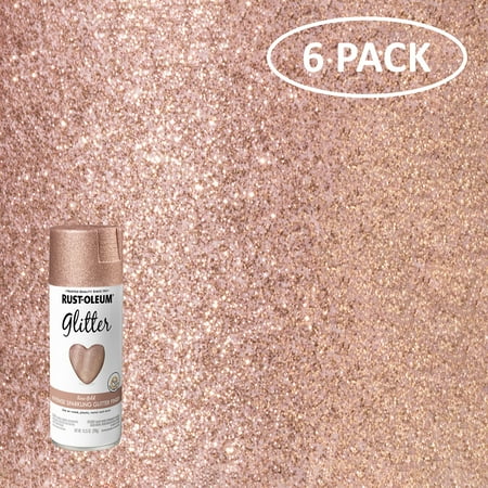 6 Pack, Rose Gold, Rust-Oleum Specialty Glitter Spray Paint- 10.25