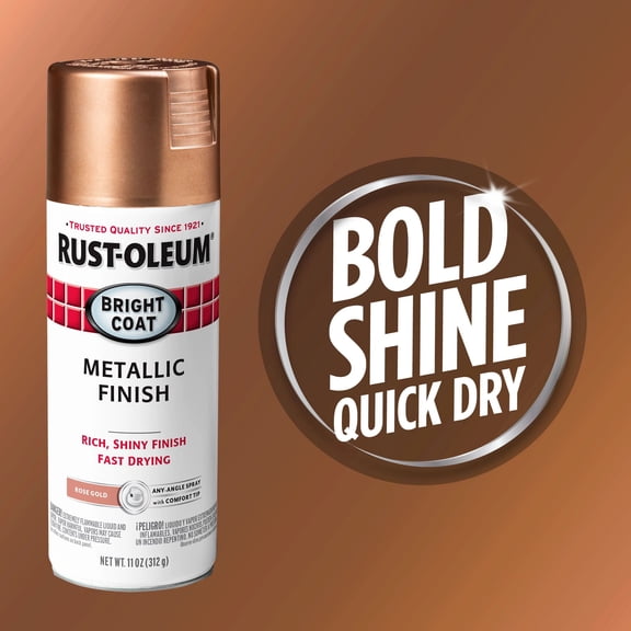 Rose Gold, Rust-Oleum Stops Rust Bright Coat Metallic Spray Paint-344733, 11 oz