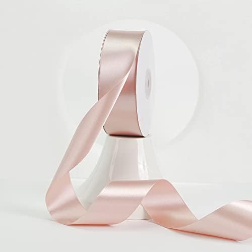 Rose Gold Satin Ribbon 1-1/2 Inch Rose Gold Ribbon Lux Double Faced Satin Ribbons By 50 Yards Polyester Satin Ribbons for Crafts, Wedding, Flower Bouquet, Holiday Decorating
