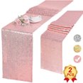 thumbnail image 1 of Rose Gold Sequin Table Runner, 12"x108" Table Cover Rectangle Table Runners Cloth for Wedding Engagement Birthday Holiday Party Table Decorations, 2 Pack, 1 of 8