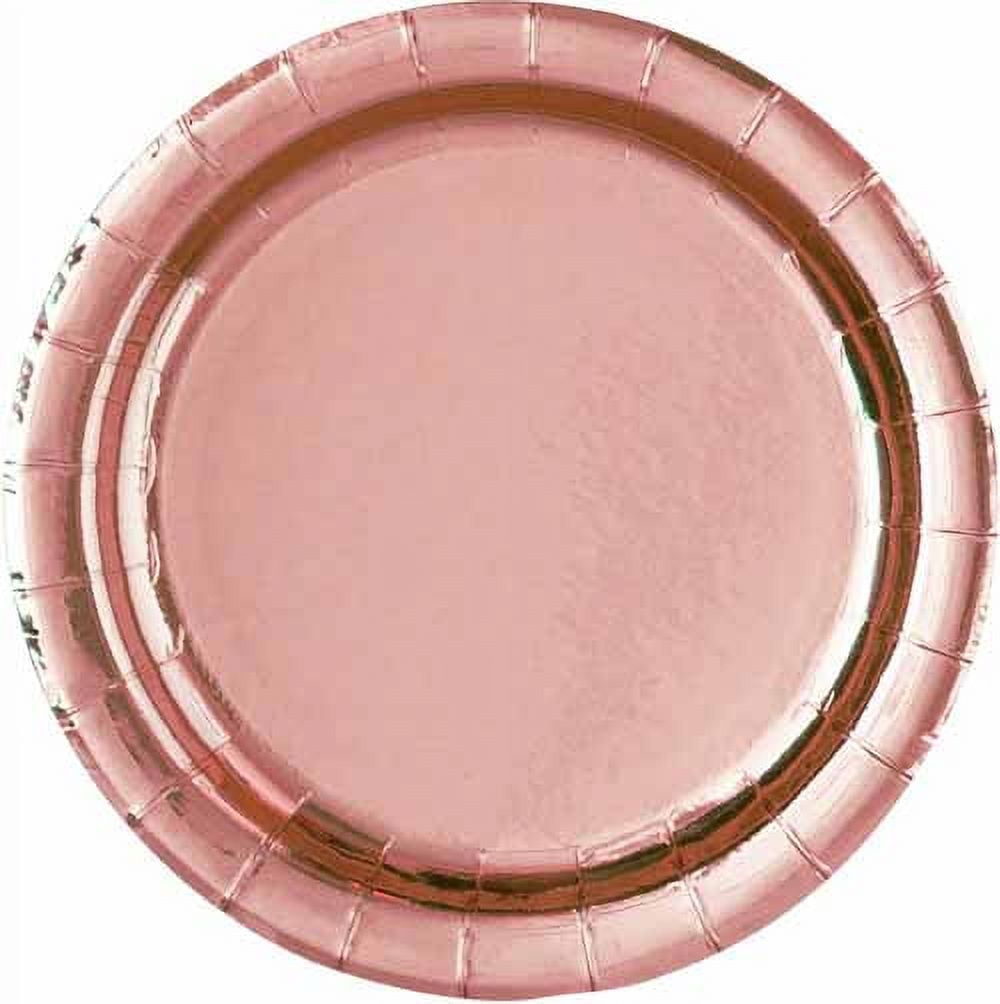 Rose Gold Shiny Metallic Small Paper Plates (8ct) 