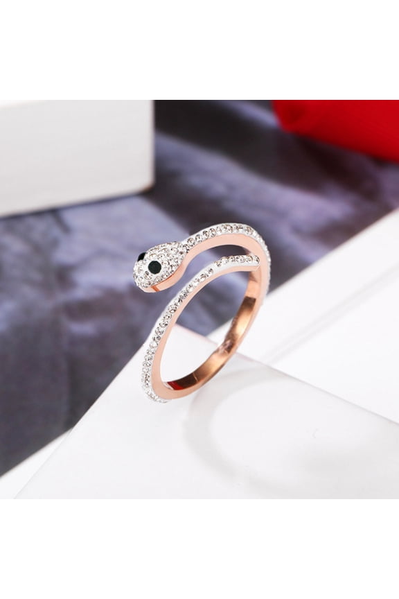 Rose Gold Snake Ring, Snake Serpent Band, Adjustable Snakes