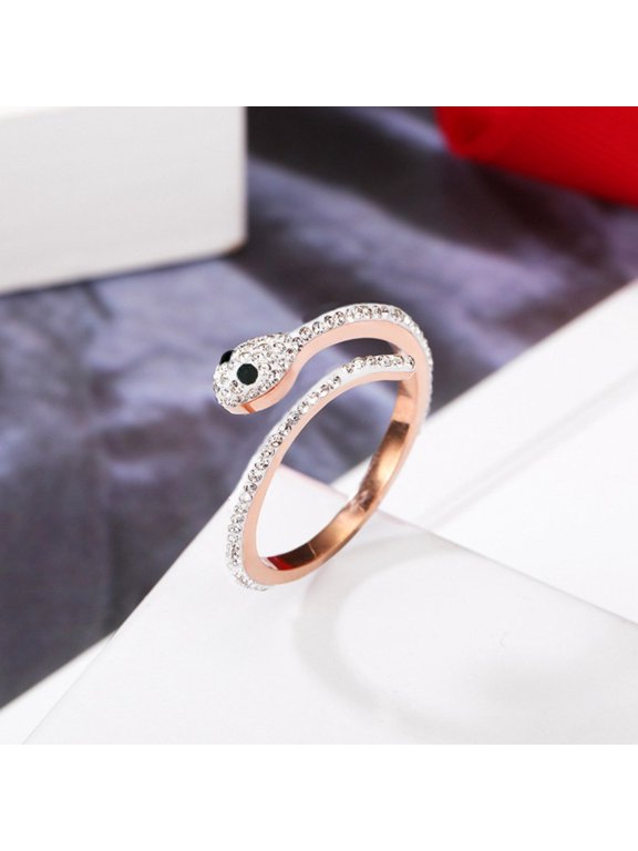Rose Gold Snake Ring, Snake Serpent Band, Adjustable Snakes
