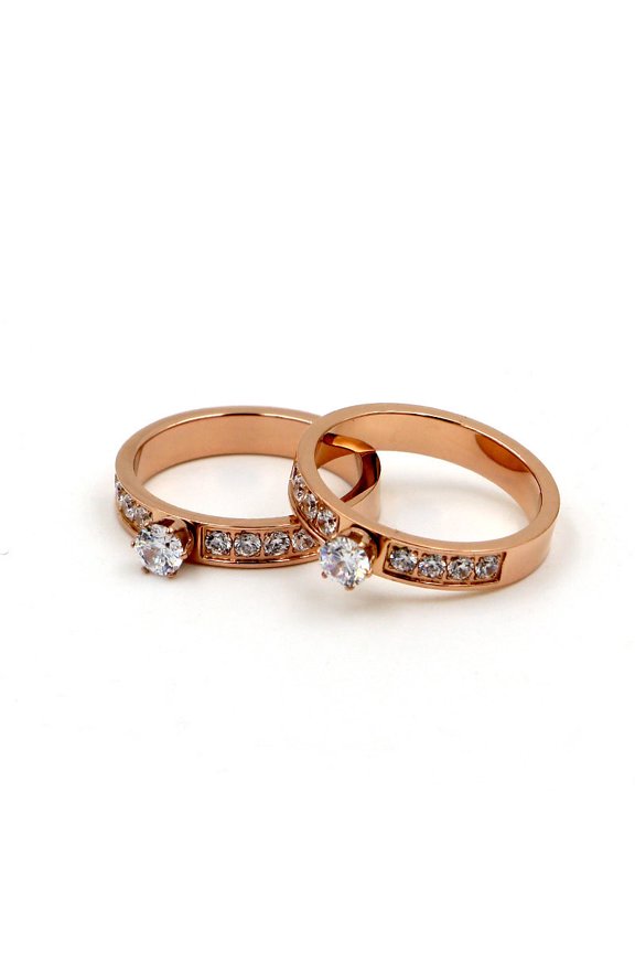 Rose Gold Solitaire Ring For Couples In Korean Style Titanium Steel Ring Elegant Dainty Modern Accessory Lover