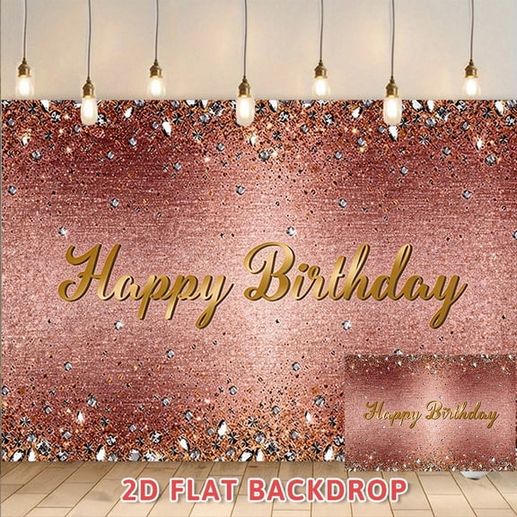 Rose Gold Sparkle Diamond Happy Birthday Backdrop, Perfect for Adult Birthday Parties, Banquets, Photo Shoots, Birthday Themed Event Decorations and Photography Background Props