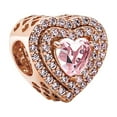 thumbnail image 1 of Rose Gold Sparkling Levelled Heart S925 Charm for Women Moment Charm Bracelet, 1 of 5