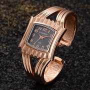 Rose Gold Square Bracelet Watch for Women Luxury Open Cuff Quartz Watch