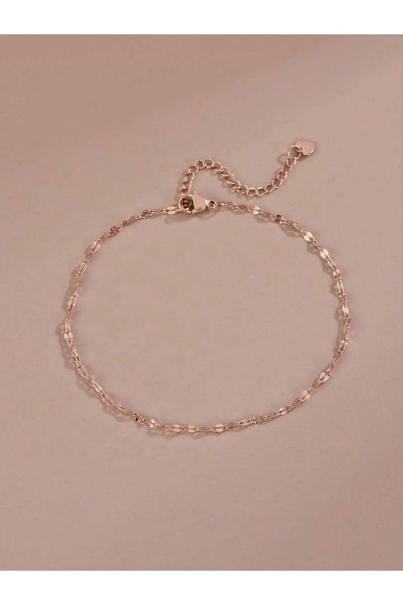 Rose Gold Stainless Steel Anklet With Delicate Link Chain For Daily Wear