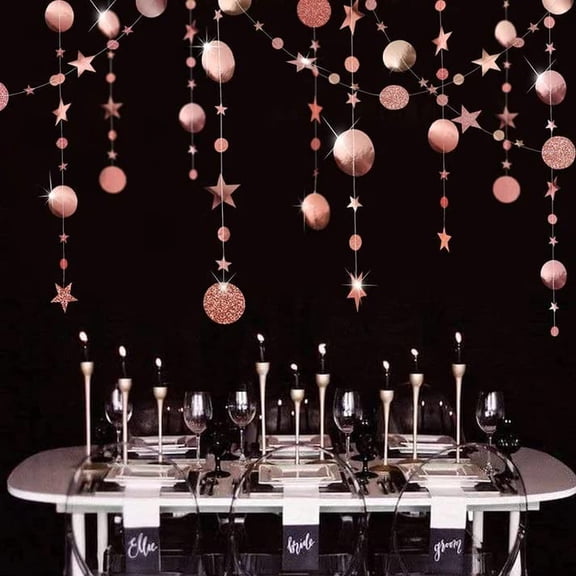 Rose Gold Star Garland Party Decor Celestial Themed 39ft 3 Pack