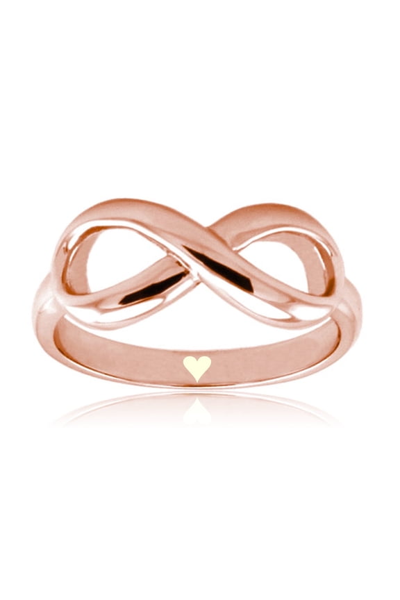 Sterling Silver Rose Gold Heart Icon Engraved Infinity Ring
