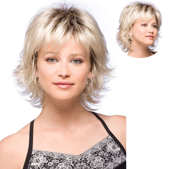 Rose Gold Synthetic Hair Wig for Women Fashion Short Bob Style with Net Cap