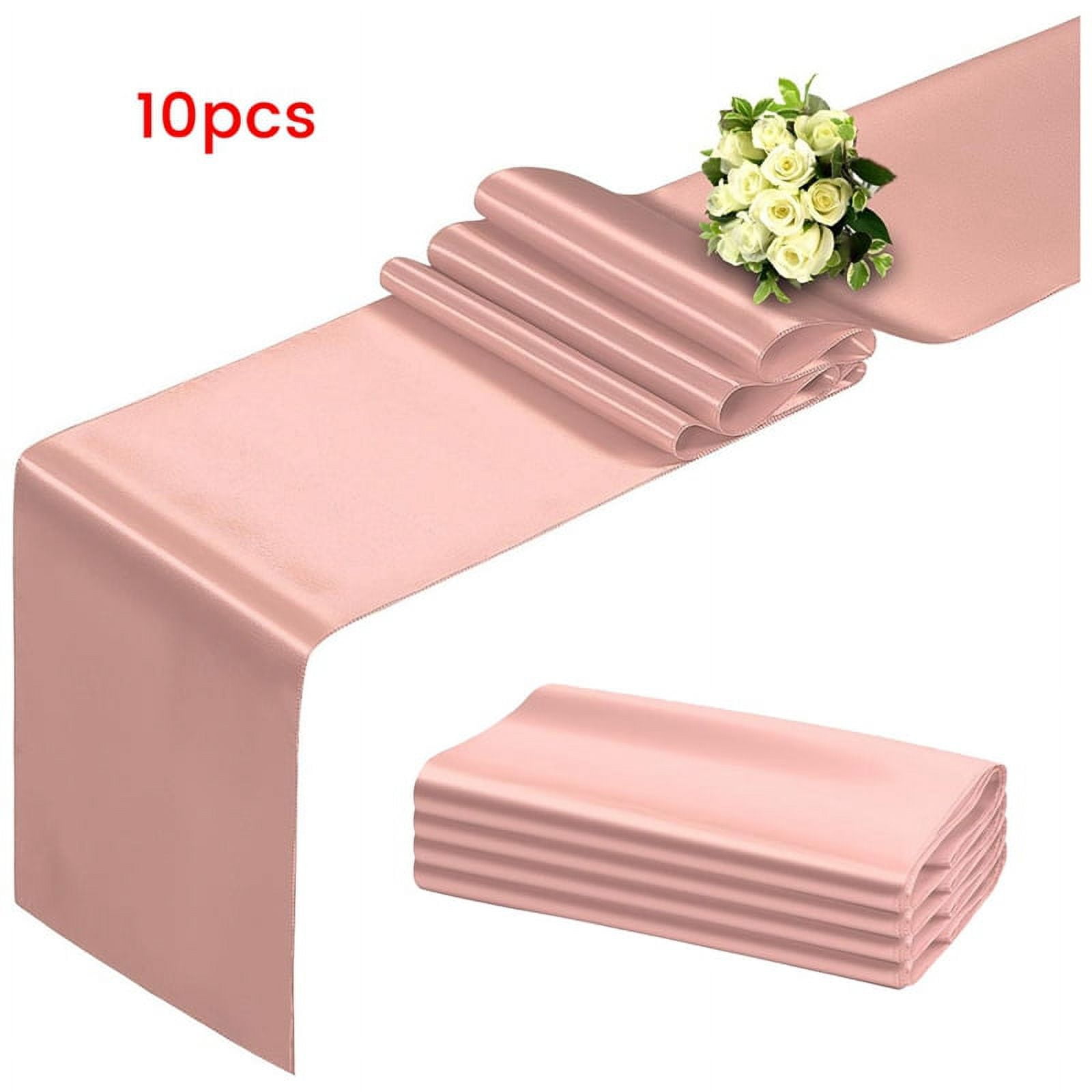 Rose Gold Table Runner 12x108 Inch 10 Pack Satin Runners, Smooth for Party Wedding Banquets Birthday