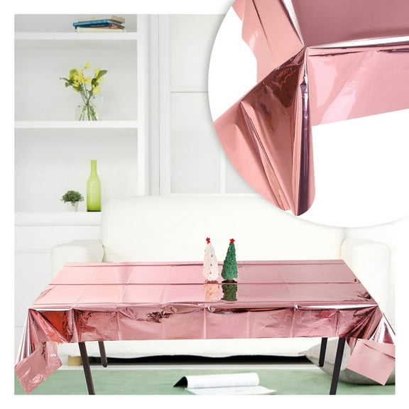 Rose Gold Tablecloth, Disposable Glitter Tablecover, Party Table Decoration, festive Tablecloth, Holiday Table Cover, Sparkle Tablecloth, for Wedding, Birthday Party