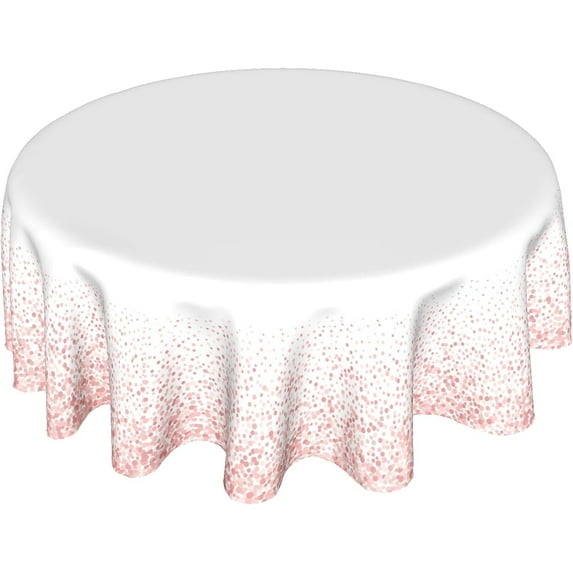 Rose Gold Tablecloth Round 60 Inch Vinyl Spring White Table Cloth Waterproof Fabric Tablecloths Decorative for Holiday Home Party Wedding Picnic