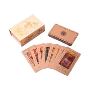Rose Gold Tarot Cards for Beginners 78-Card Deck with Guide Book & Meanings on Cards, Waterproof PET Gold Foil Fortune Telling Game with Elegant Gift Box