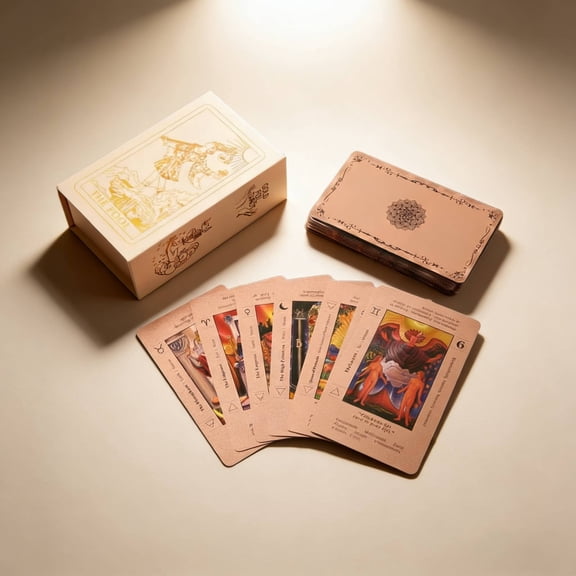 Rose Gold Tarot Deck, Witchy Cauldron Rose Gold Tarot Cards with Guide Book Waterproof Wrinkle Resistant Foil Tarot Deck, Includes Chakras Planets Zodiac Signs Elements & Affirmations