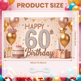 thumbnail image 1 of Rose Gold Theme Happy 60th Birthday Party Banner for Celebration Indoor Decoration Event, 1 of 9