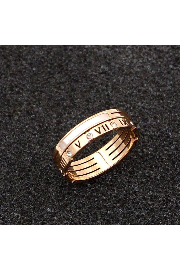 Rose Gold Titanium Steel Roman Numerals Korean Style New Shell Ring Fashion Accessory Durable Everyday Jewelry