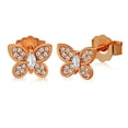 thumbnail image 1 of Rose Gold Tone 925 Sterling Silver Small Butterfly Stud Earrings Cubic Zirconia, 1 of 5