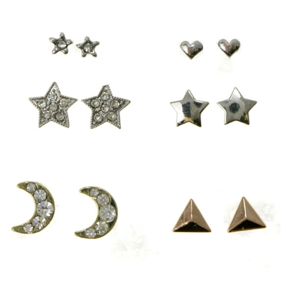 Rose Gold-Tone And Silver-Tone Multiple Stud Earrings Set AEME2