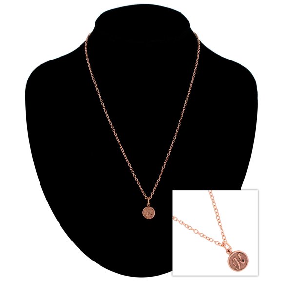 Rose Gold Tone Chain Cursive Initial Letter K Charm Pendant Necklace
