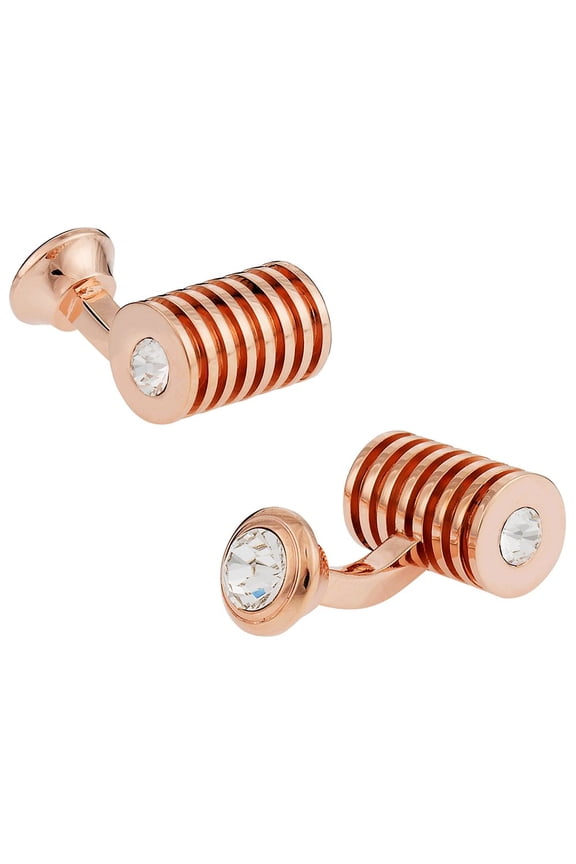 Rose-Gold-Tone Clear Swarovski Barrel Cufflinks