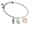thumbnail image 1 of Rose Gold Tone Crystal Open Heart Coach Heart Expandable Bangle Bracelet, 1 of 1