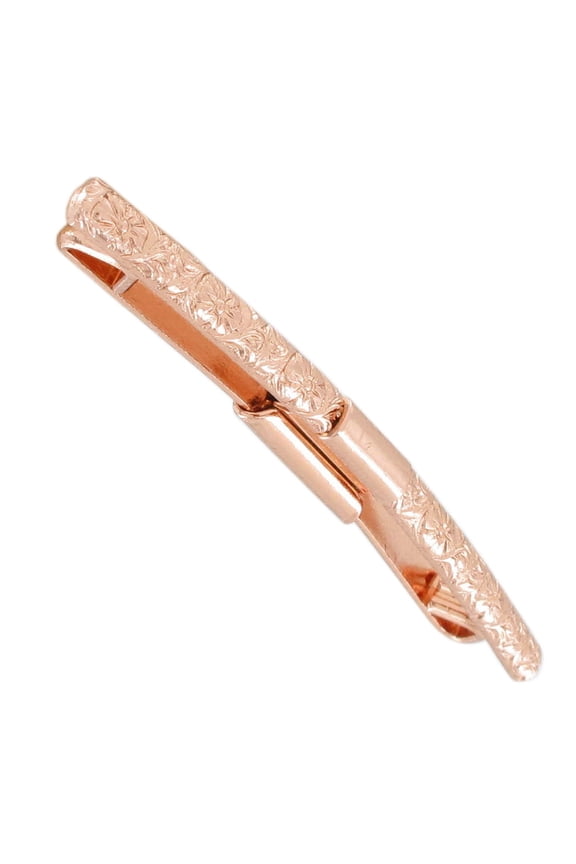 Rose Gold Tone Floral Collar Bar Clip 2 1/8" Mens Adult Male