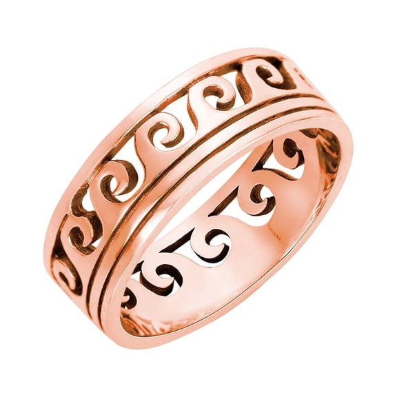 Rose Gold-Tone Maori Ocean Wave Ring Sterling Silver Size 12