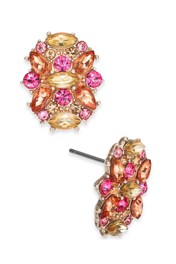 Rose Gold-Tone Multi-Stone Cluster Stud Earrings