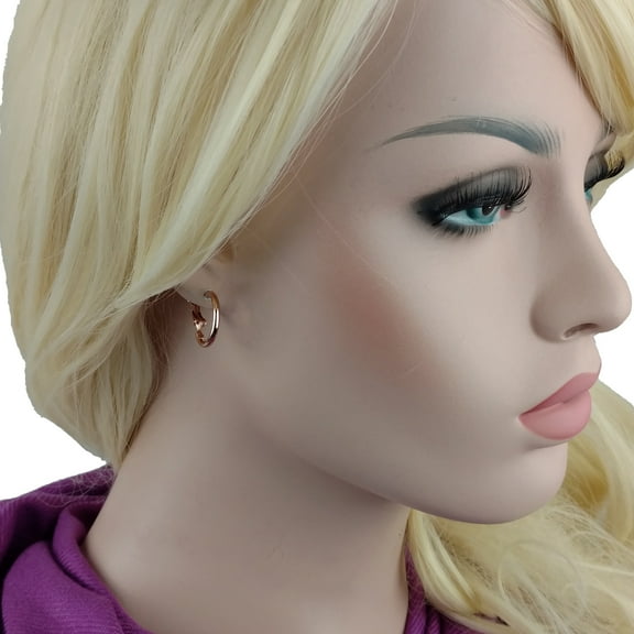 Rose Gold Tone Pierced Classic Hoop Earrings 5/8" Ladies Adult Female Women