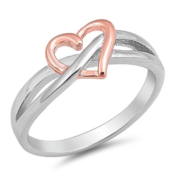 Rose Gold-Tone Plated 925 Sterling Silver Infinity Heart Ring Size 10