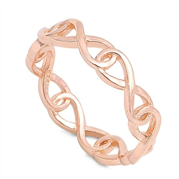 Rose Gold- Tone Plated 925 Sterling Silver Wrap Around Infinity Ring Size 9