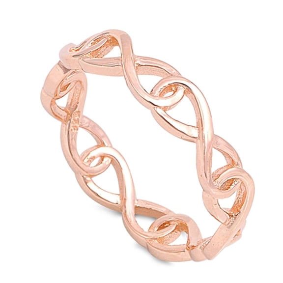 Rose Gold- Tone Plated 925 Sterling Silver Wrap Around Infinity Ring Size 9