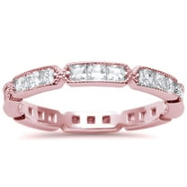 Rose Gold-Tone Plated Sterling Silver Princess Cut CZ Endless Ring Size 7