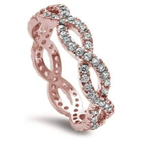 Rose Gold-Tone Sterling Silver Clear CZ Endless Infinity Ring Size 4