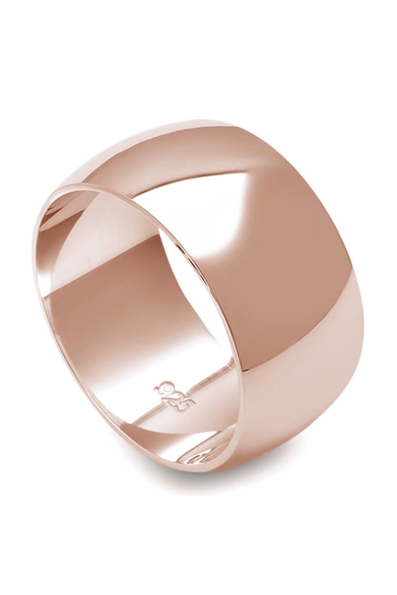 Rose Gold-Tone Sterling Silver Round Plain Bridal Band Ring 10MM Size 9
