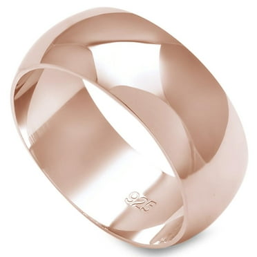 Rose Gold-Tone Sterling Silver Round Plain Bridal Band Ring 8MM Size 12