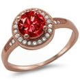 thumbnail image 1 of Rose Gold-Tone Sterling Silver Synthetic Ruby CZ Ornate Ring Size 10, 1 of 3