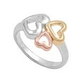 thumbnail image 1 of Rose Gold-Tone Triple Heart Purity Ring .925 Sterling Silver Band Jewelry Female Male Unisex Size 8, 1 of 4