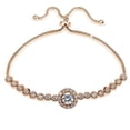 thumbnail image 1 of Rose Gold Tone over Sterling Silver Cubic Zirconia Halo Adjustable Bracelet, 1 of 2