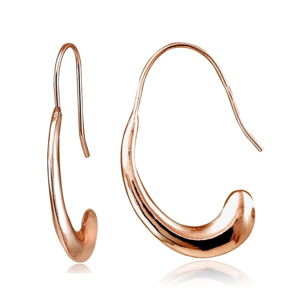 Rose Gold Tone over Sterling Silver Half Oval Hook Earrings