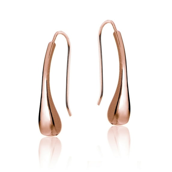 Rose Gold Tone over Sterling Silver Teardrop Polished Hook Earrings