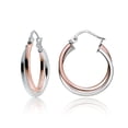 thumbnail image 1 of Rose Gold Tone over Sterling Silver Two-Tone Intertwining Square-Tube Polished Hoop Earrings, 20mm, 1 of 4