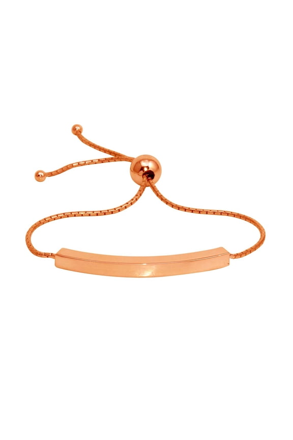Rose Gold-Toned Plated Sterling Silver Bar Lariat Bracelet